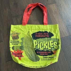 Trader Joe's Reusable Canvas Shopping Bag Pickles Print Grocery Eco Bag ⚡LIMITED